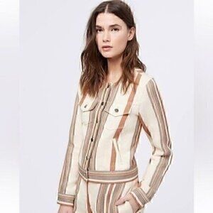 Rebecca Minkoff Charlie Striped Cotton Linen Jacket Size Small